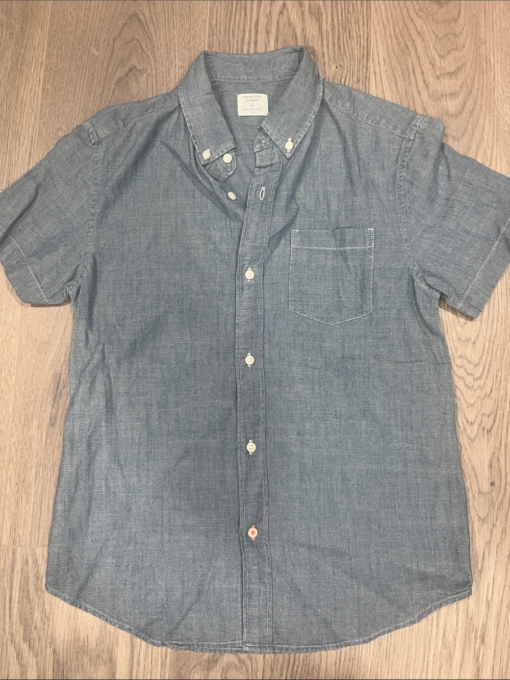Crewcuts chambray boys short sleeve button down size 12